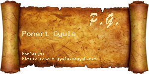 Ponert Gyula névjegykártya